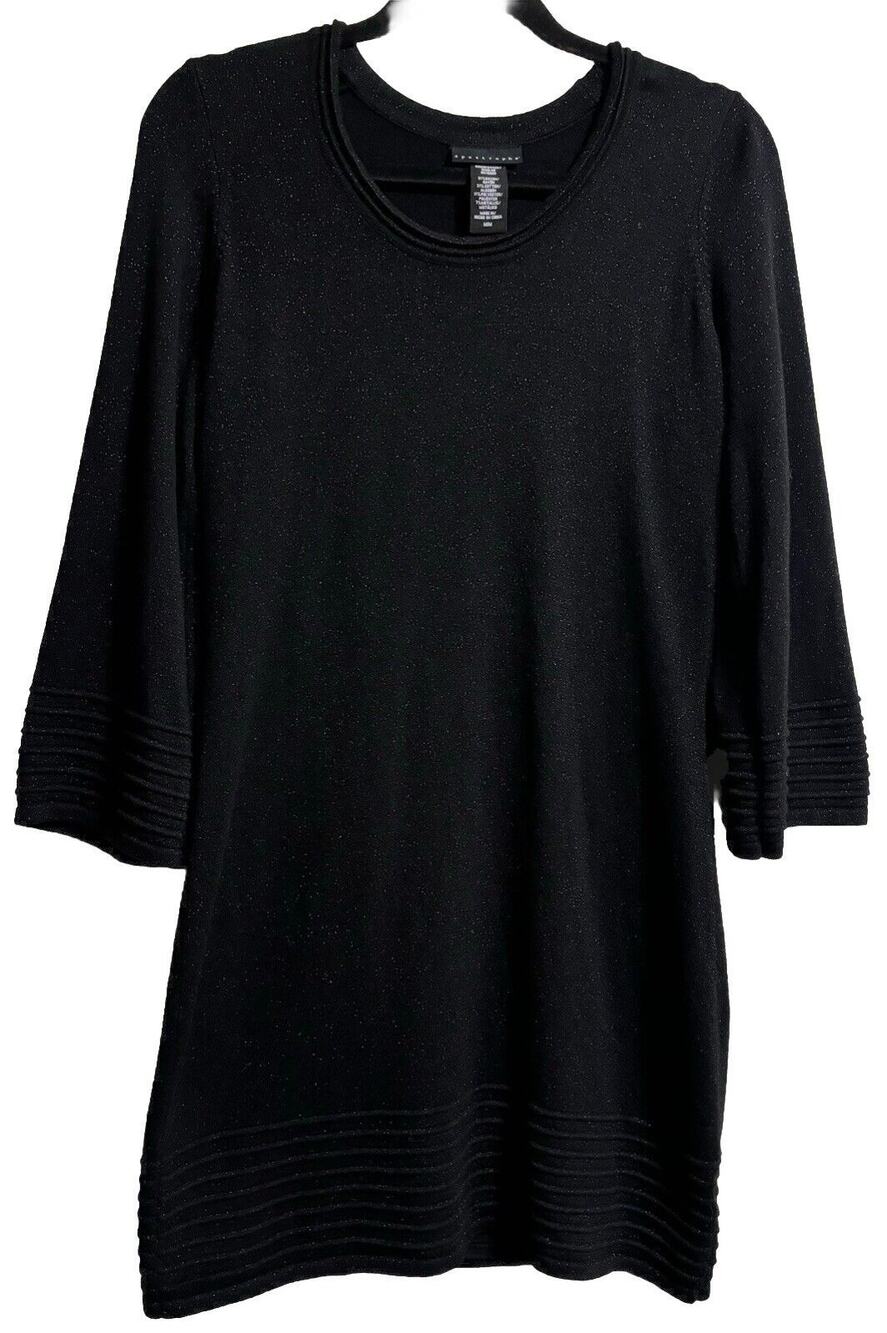 Apostrophe Black Metallic Dress 3/4 sleeve Date Night Out Formal Women’s Size M
